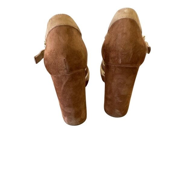 Michael Kors 7M Becky Women's Platform Block High Two Tone Sandals - Picture 8 of 14